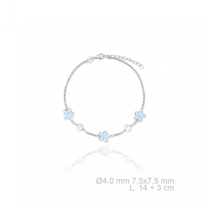 Pulsera de Plata de Ley con perla y esmalte