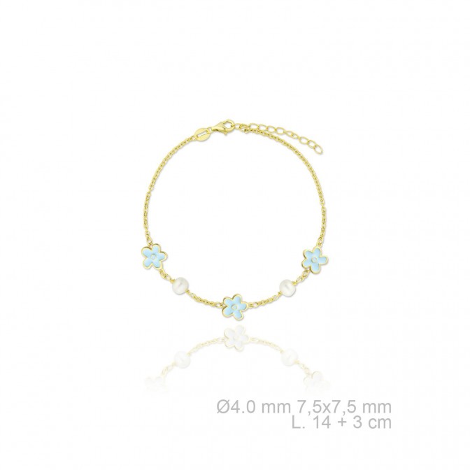 Pulsera de Plata de Ley en dorado con perla y esmalte