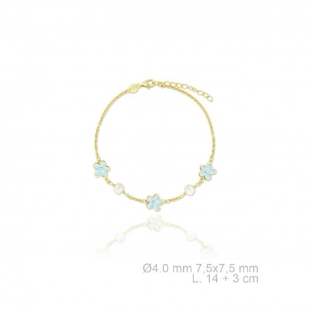 Pulsera de Plata de Ley en dorado con perla y esmalte