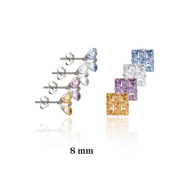 Pendientes de Plata de Ley y circonita