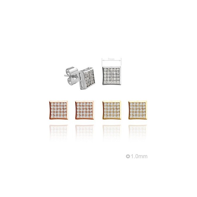 Pendientes de Plata de Ley y circonita