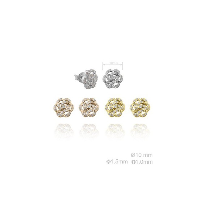 Pendientes de Plata de Ley y circonita