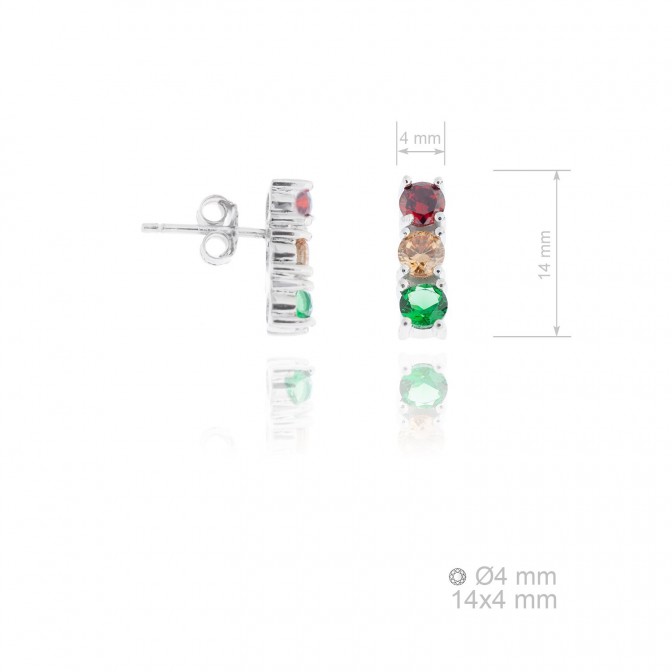 Pendientes de Plata de Ley y circonita