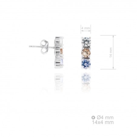 Pendientes de Plata de Ley y circonita