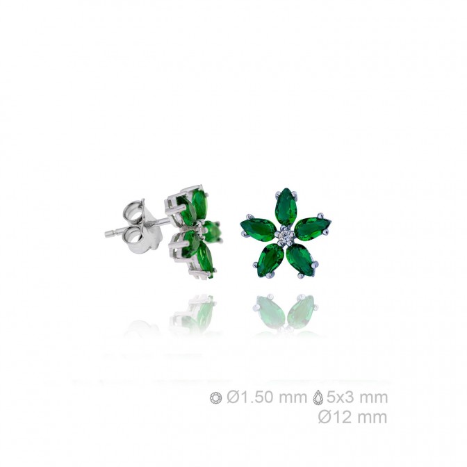 Pendientes de Plata de Ley y circonita