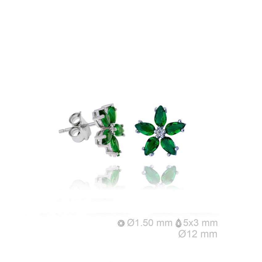 Pendientes de Plata de Ley y circonita