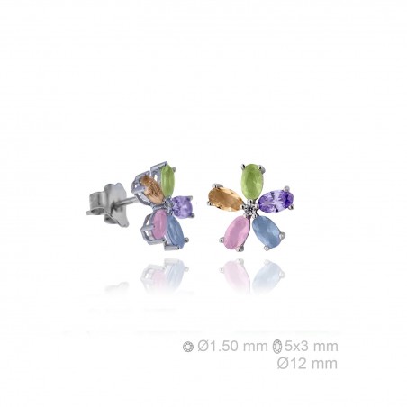 Pendientes de Plata de Ley y circonita