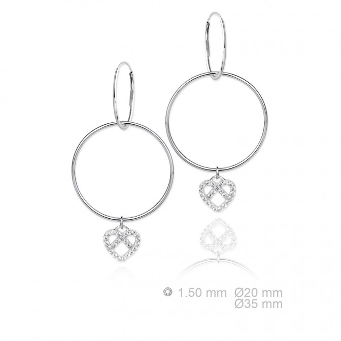 Pendientes de Plata de Ley y circonita