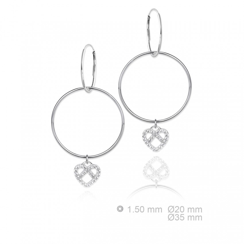 Pendientes de Plata de Ley y circonita