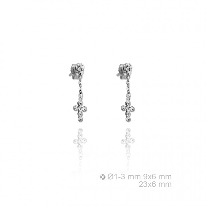 Pendientes de Plata de Ley y circonita