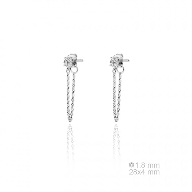 Pendientes de Plata de Ley y circonita