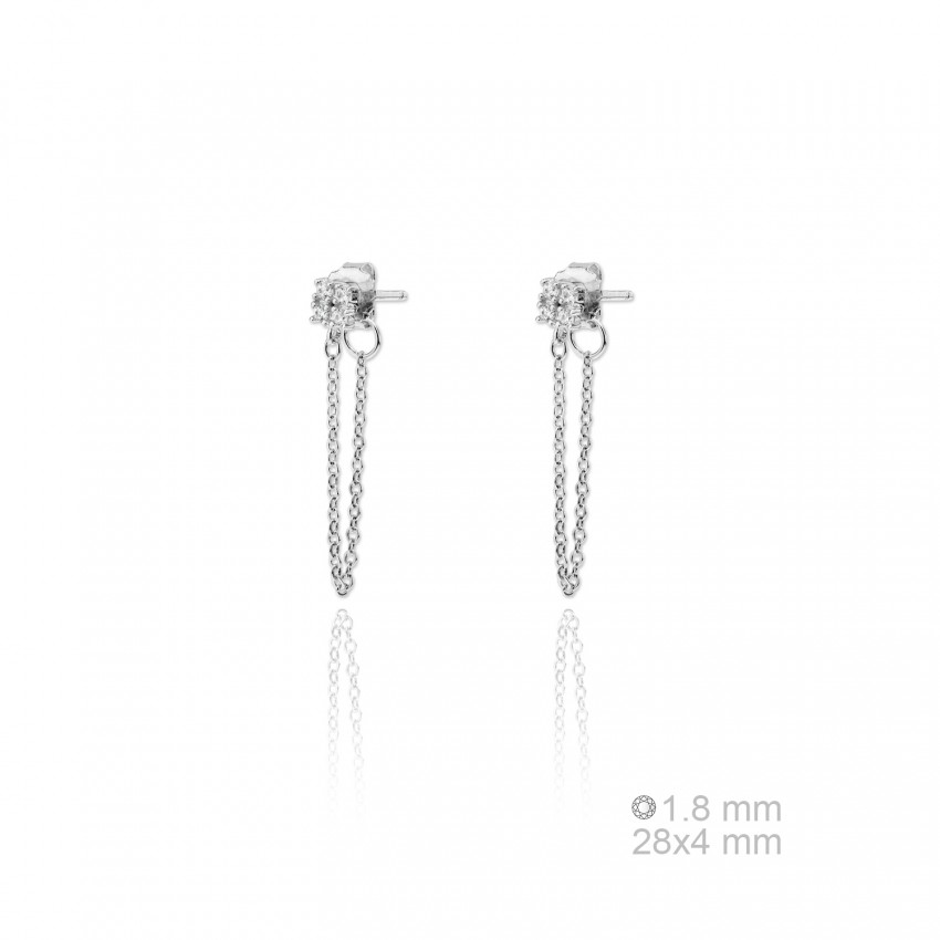 Pendientes de Plata de Ley y circonita