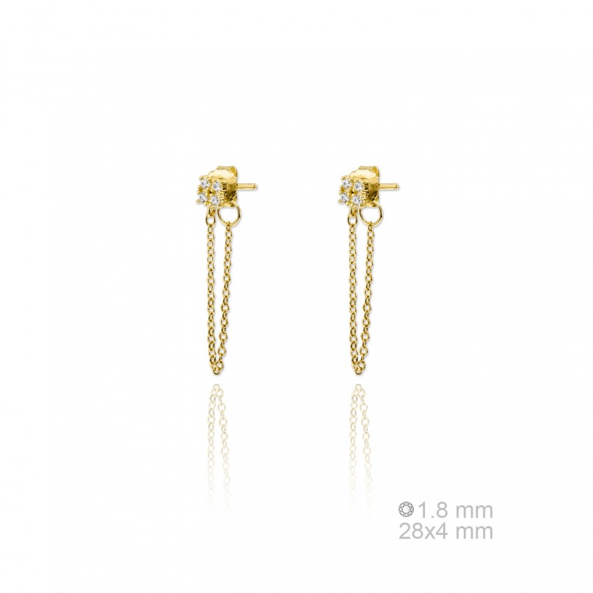 Pendientes de Plata de Ley y circonita