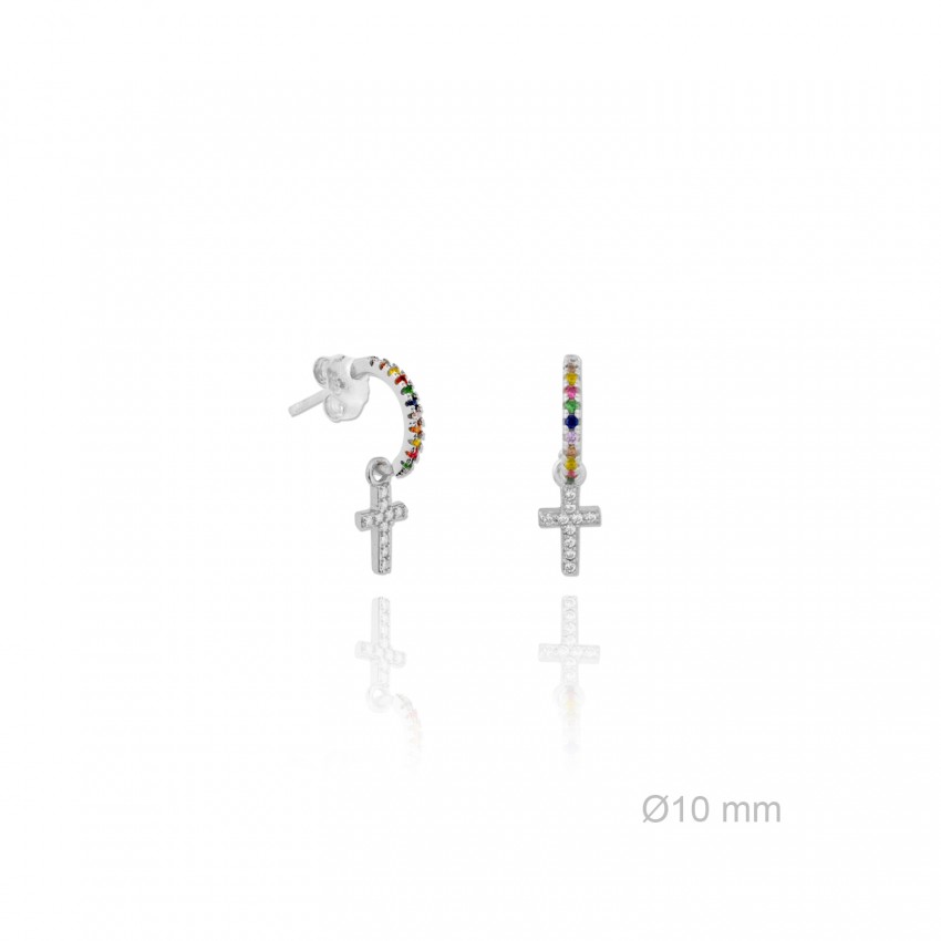 Pendientes de Plata de Ley y circonita