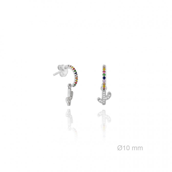 Pendientes de Plata de Ley y circonita