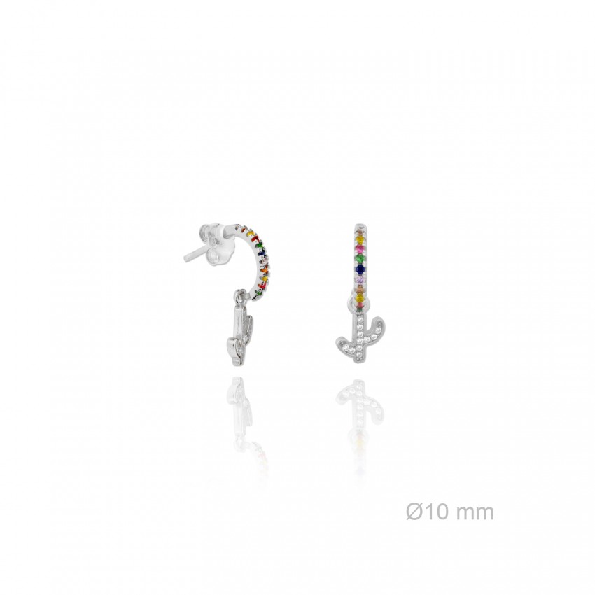 Pendientes de Plata de Ley y circonita