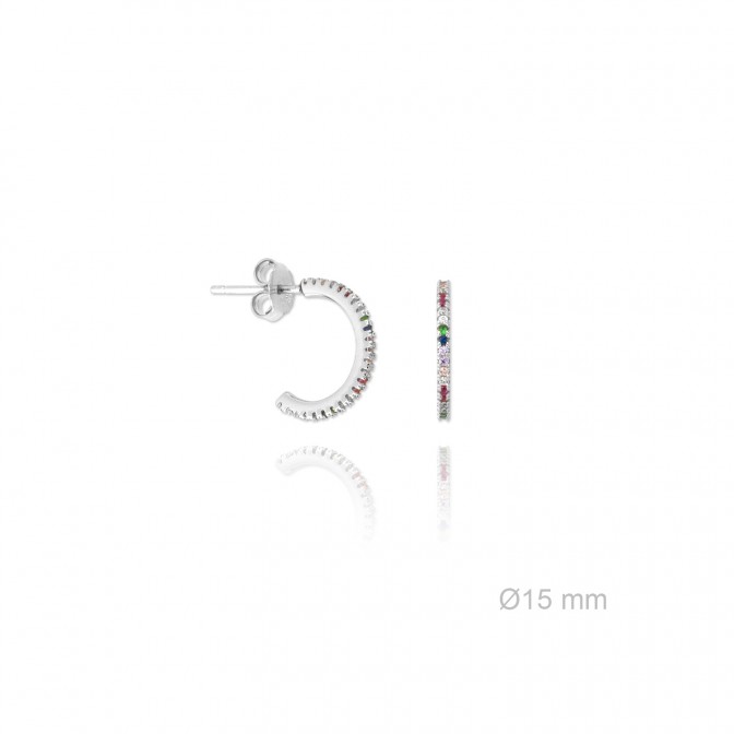 Pendientes de Plata de Ley y circonita