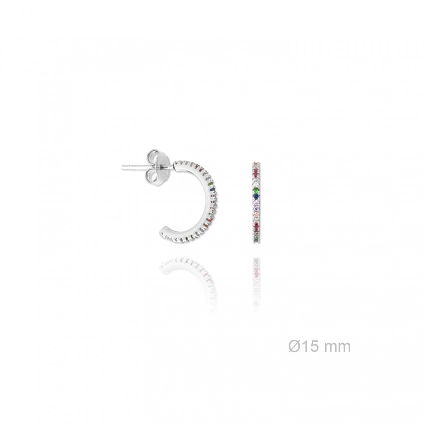 Pendientes de Plata de Ley y circonita