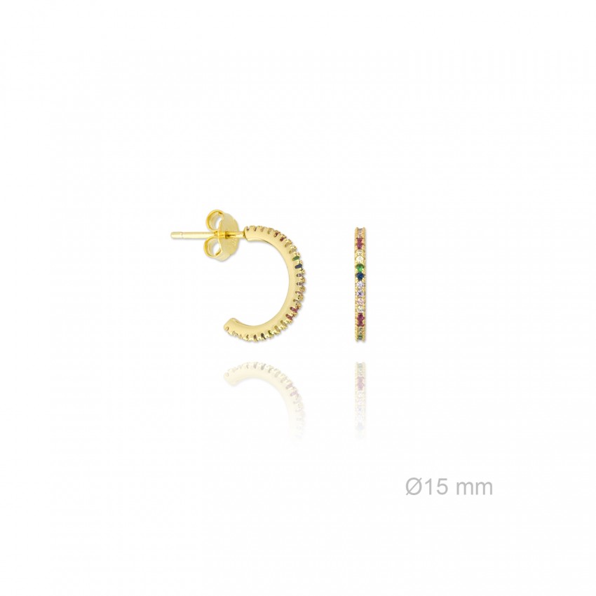 Pendientes de Plata de Ley y circonita