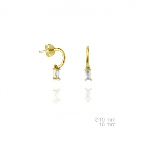 Pendientes de Plata de Ley con circonita en dorado