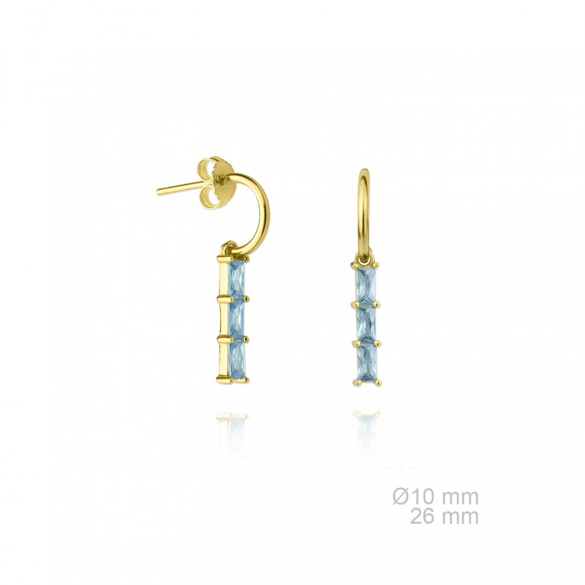 Pendientes de Plata de Ley con circonita en dorado