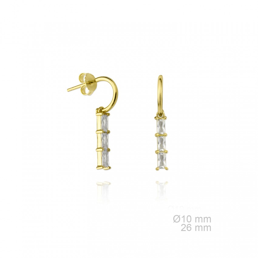 Pendientes de Plata de Ley con circonita en dorado