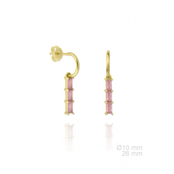 Pendientes de Plata de Ley con circonita en dorado