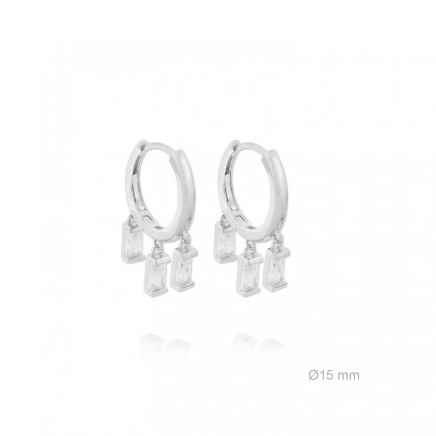 Pendientes de Plata de Ley y circonita