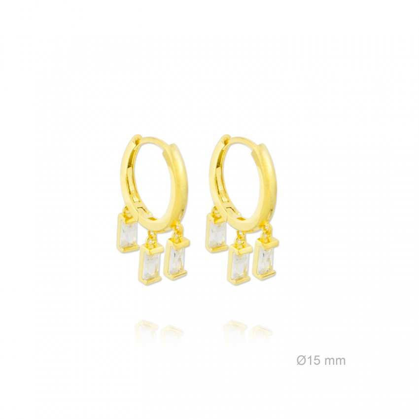 Pendientes de Plata de Ley y circonita