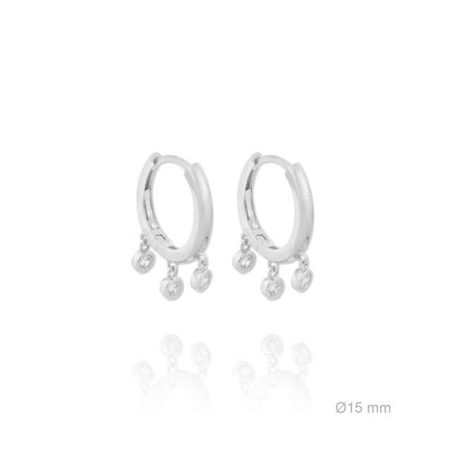 Pendientes de Plata de Ley y circonita