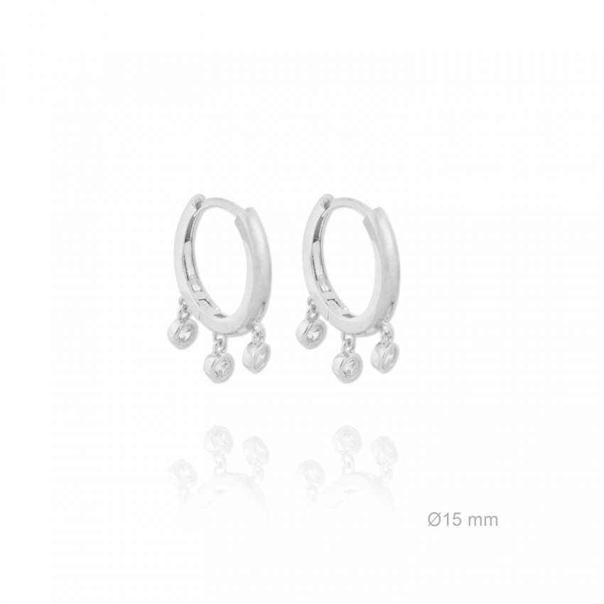 Pendientes de Plata de Ley y circonita