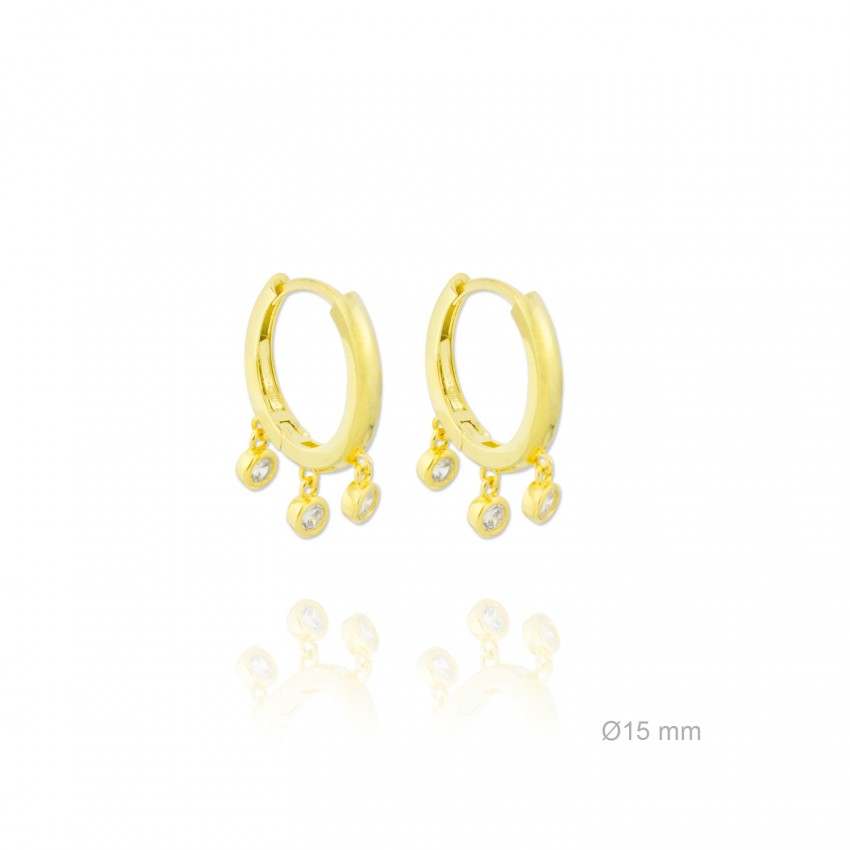 Pendientes de Plata de Ley y circonita