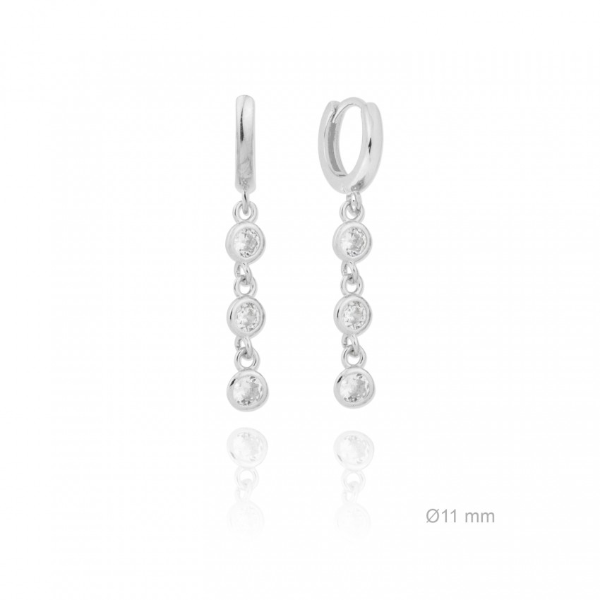 Pendientes de Plata de Ley y circonita