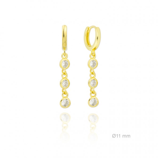 Pendientes de Plata de Ley y circonita