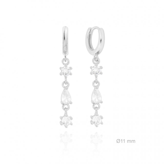 Pendientes de Plata de Ley y circonita