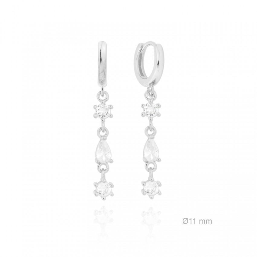 Pendientes de Plata de Ley y circonita