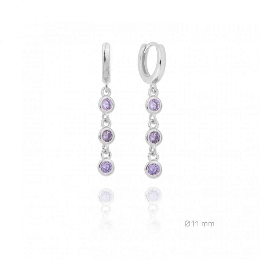 Pendientes de Plata de Ley y circonita