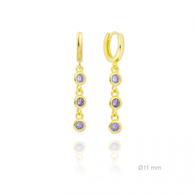 Pendientes de Plata de Ley y circonita