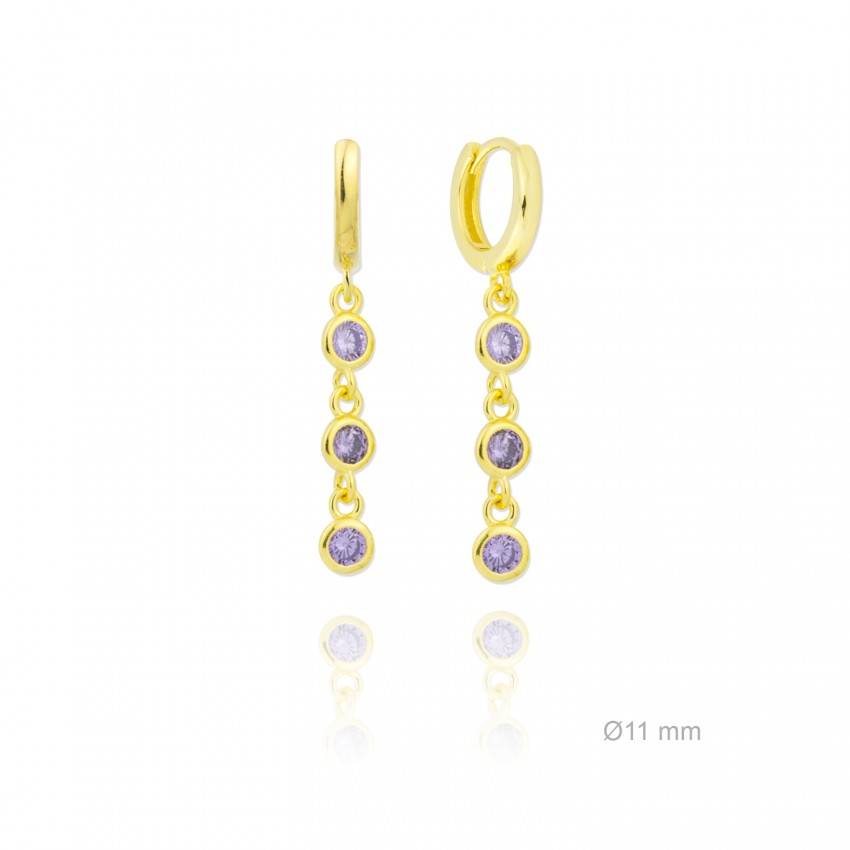 Pendientes de Plata de Ley y circonita