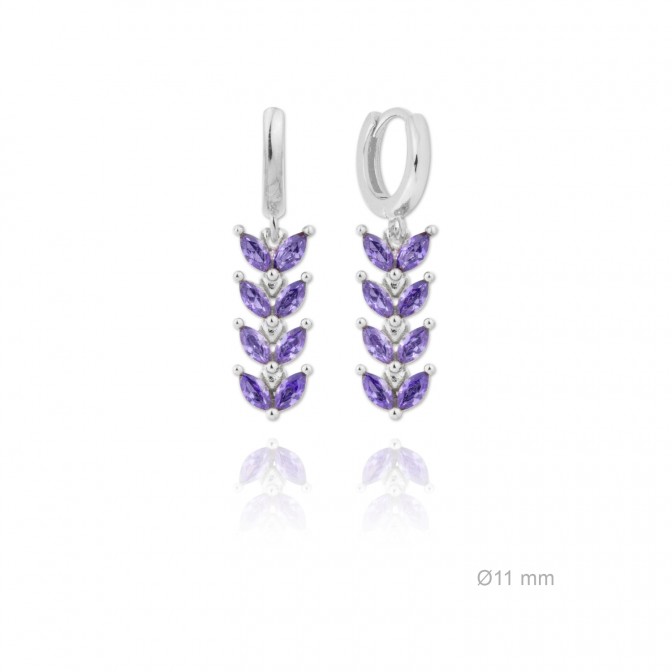 Pendientes de Plata de Ley y circonita