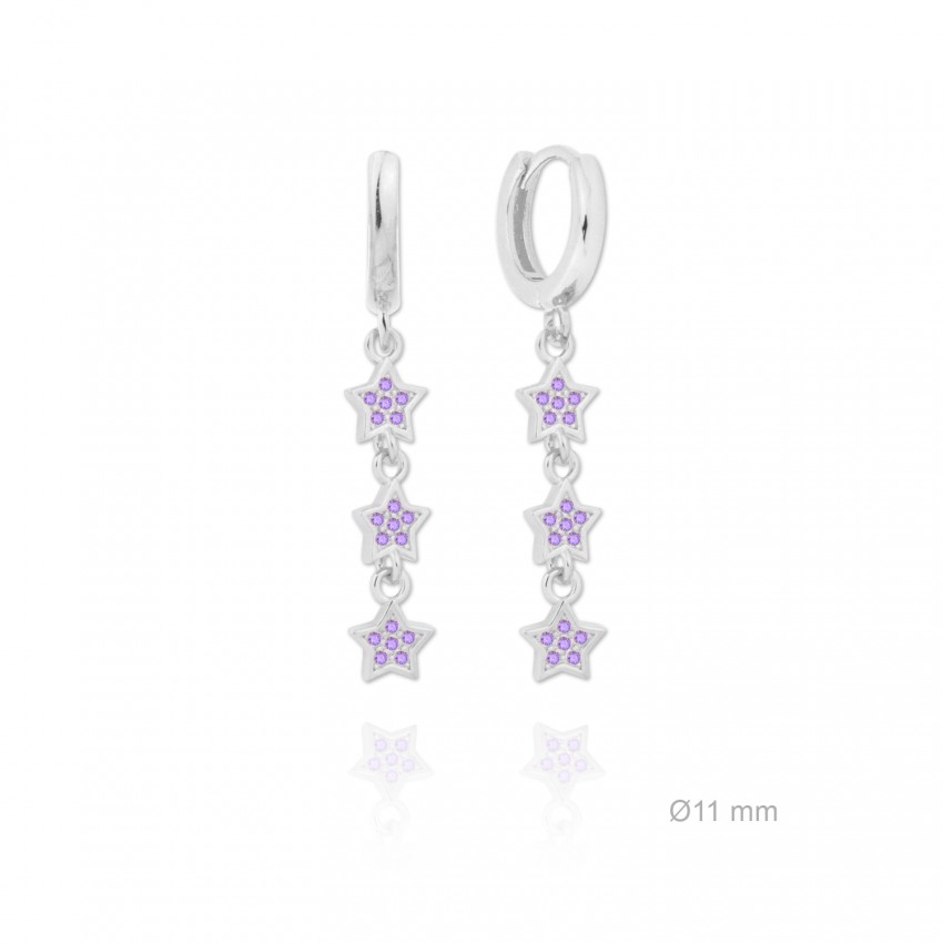 Pendientes de Plata de Ley y circonita