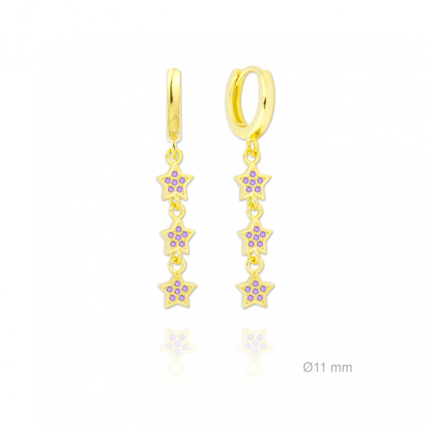 Pendientes de Plata de Ley y circonita