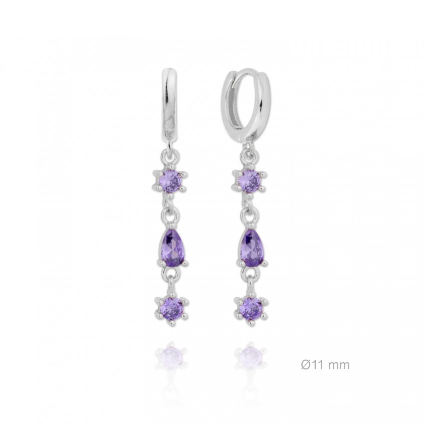 Pendientes de Plata de Ley y circonita