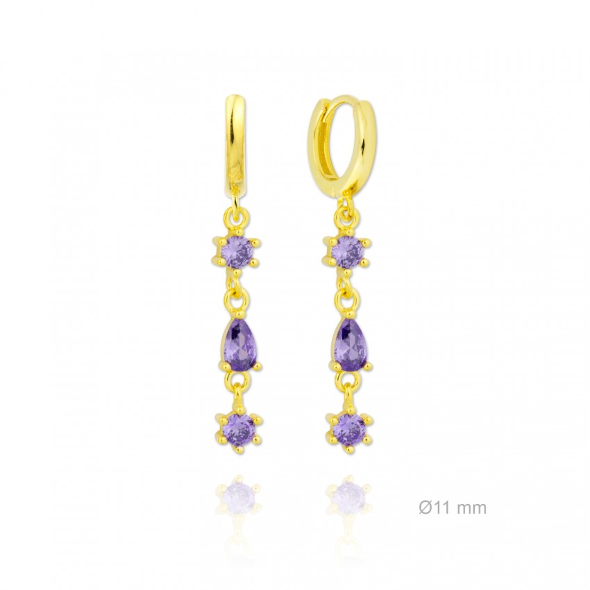 Pendientes de Plata de Ley y circonita