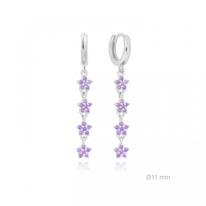 Pendientes de Plata de Ley y circonita