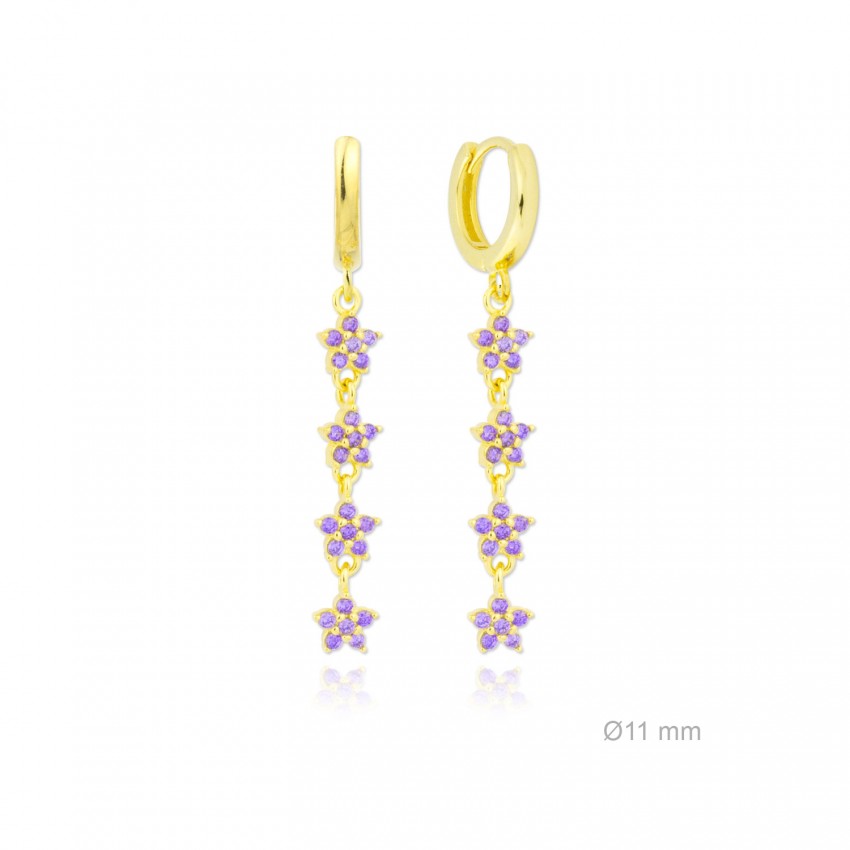 Pendientes de Plata de Ley y circonita