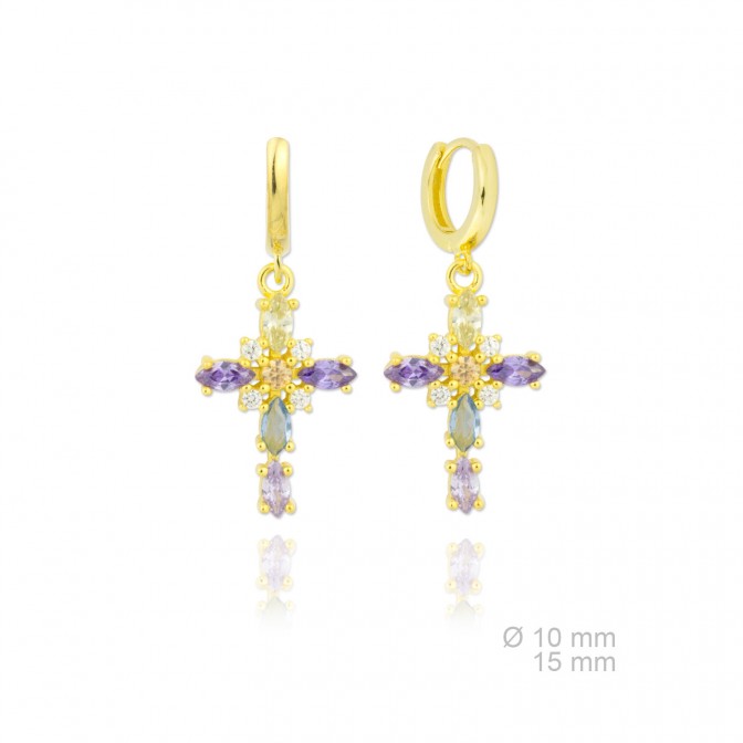 Pendientes de Plata de Ley y circonita