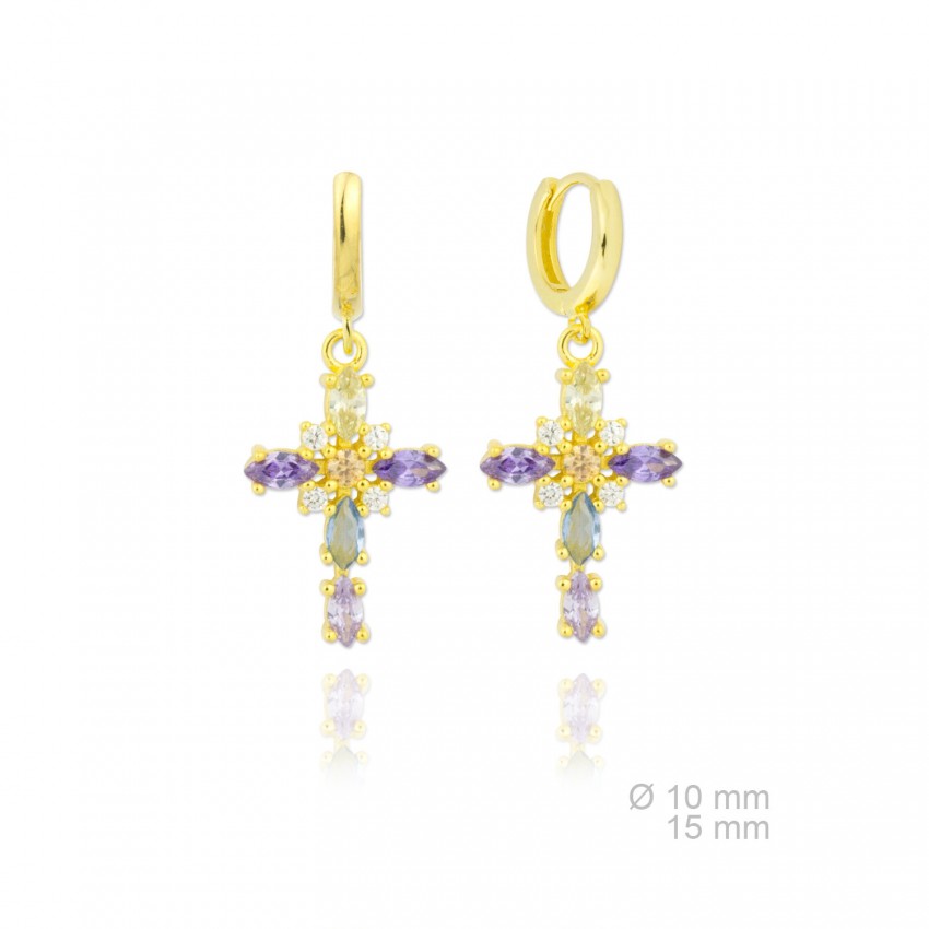 Pendientes de Plata de Ley y circonita