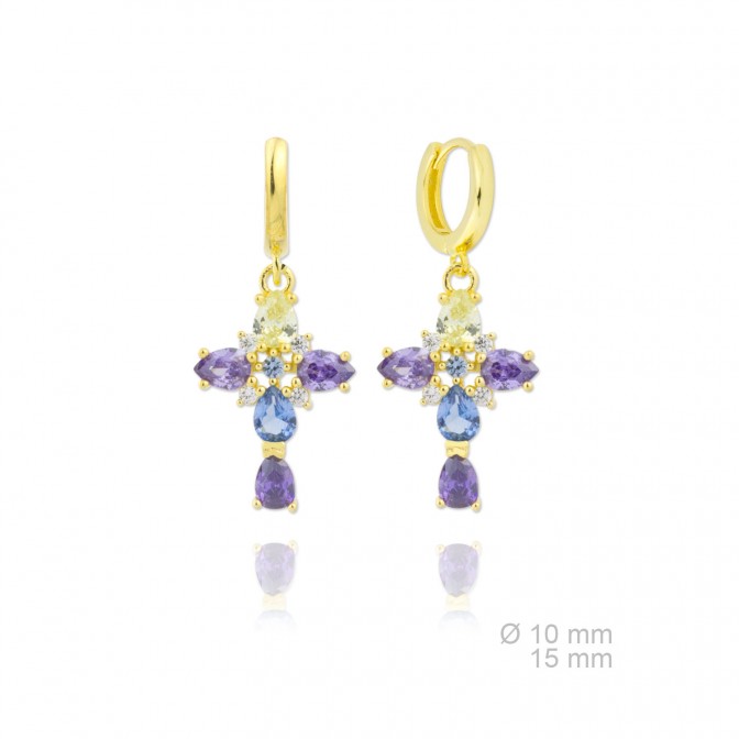 Pendientes de Plata de Ley y circonita