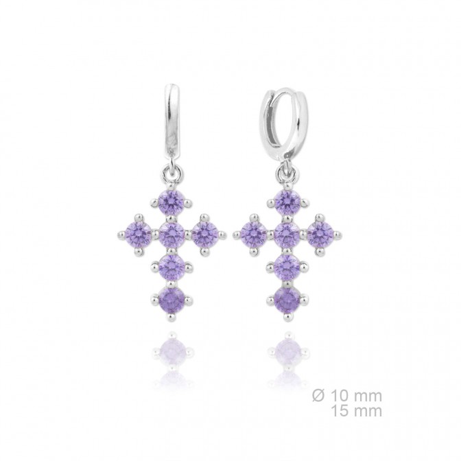 Pendientes de Plata de Ley y circonita